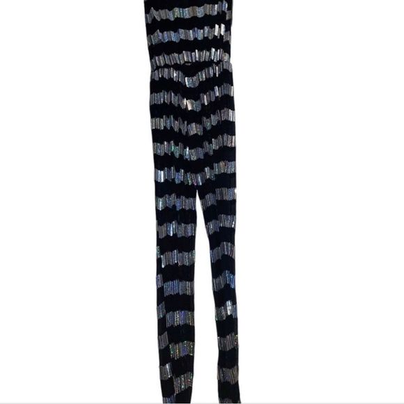 Gia mia ADULT SMALL SILVER SEQUINED STRIPED MESH PERFORMANCE DANCE JUMPER • BNWT - Picture 2 of 12